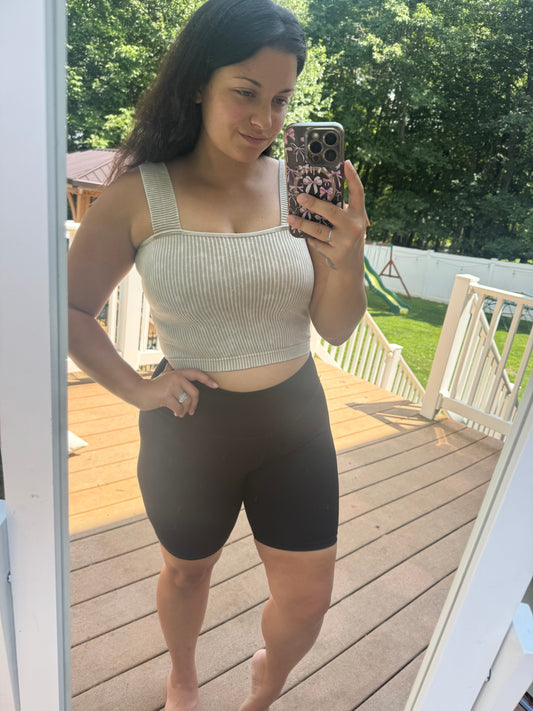 Ash mocha ribbed crop