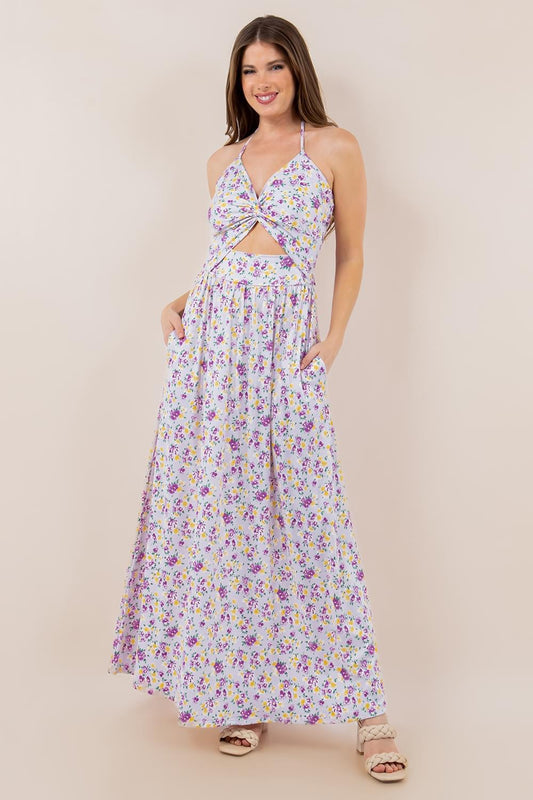 Lavender floral tie dress