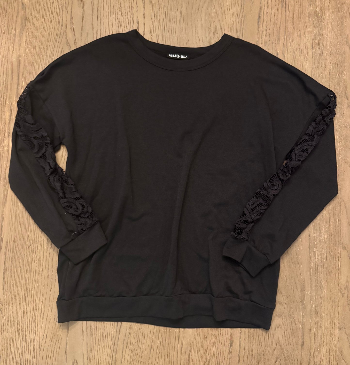 Black lace detail top