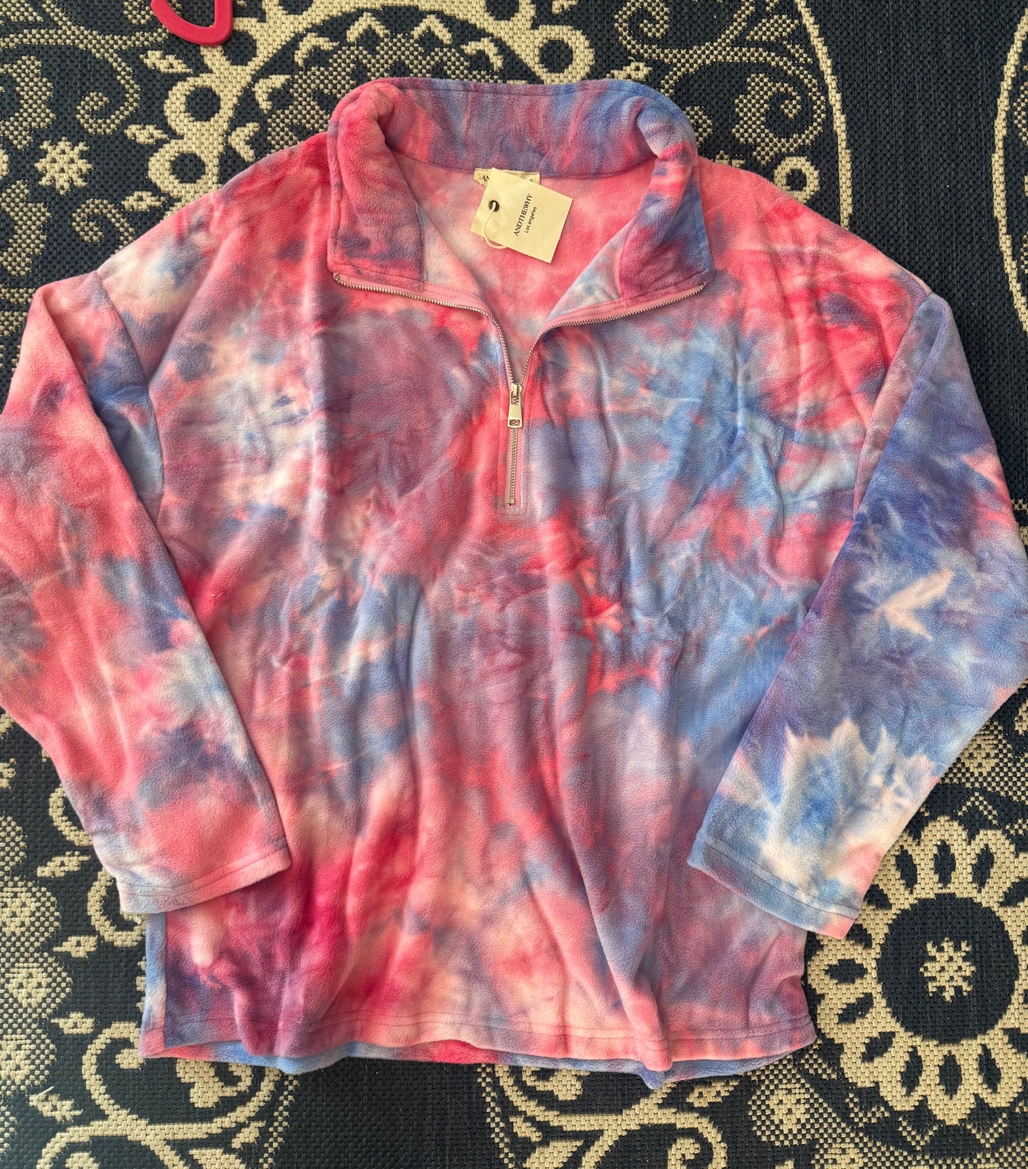 Pink and blue tie dye fleece