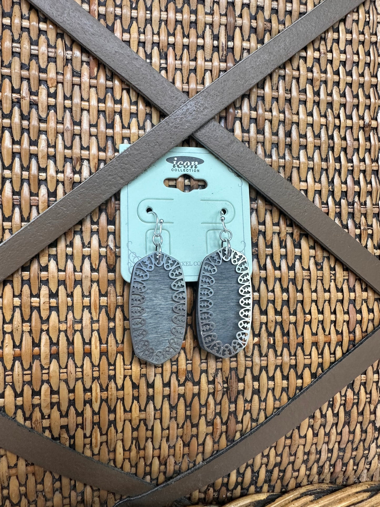 Grey Wood & Silver Earrings