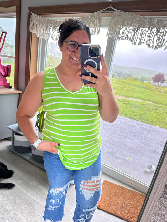 Bright Green Stripe Tank