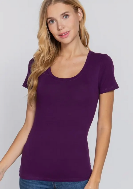 Plum Scoop Neck Tee