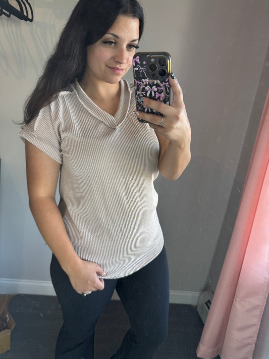 Tan ribbed top
