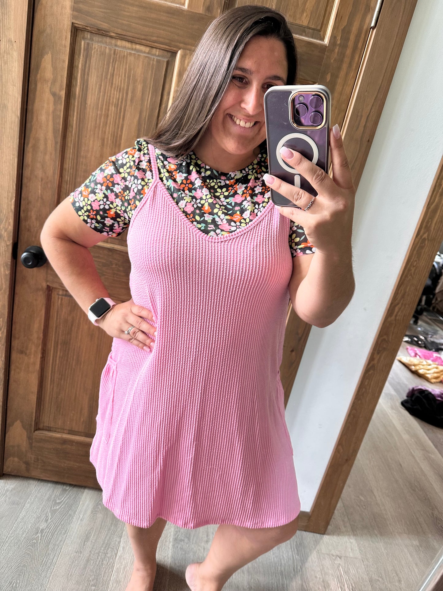 Pink Ribbed Dress