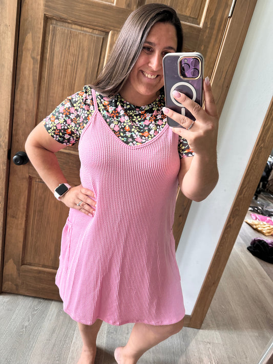 Pink Ribbed Dress