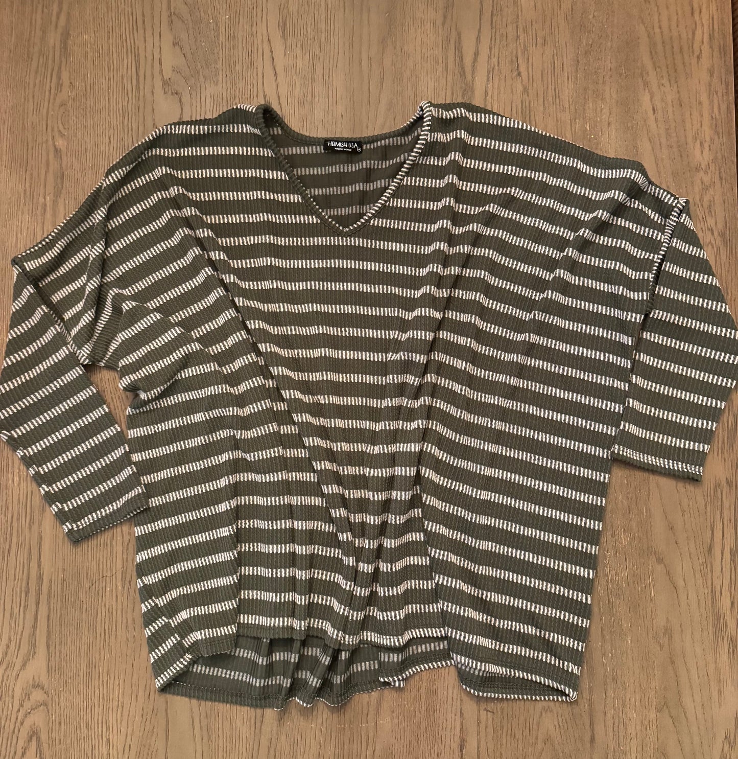 Olive stripe ribbed top