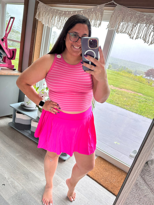 Hot Pink Pleated Skort
