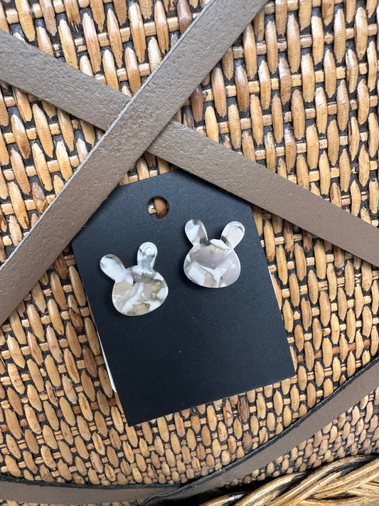 Marble Bunny Head Studs