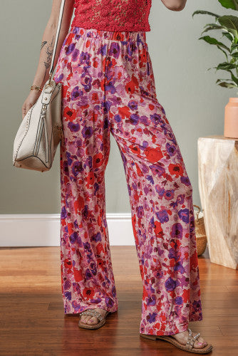 Purple pink floral pants