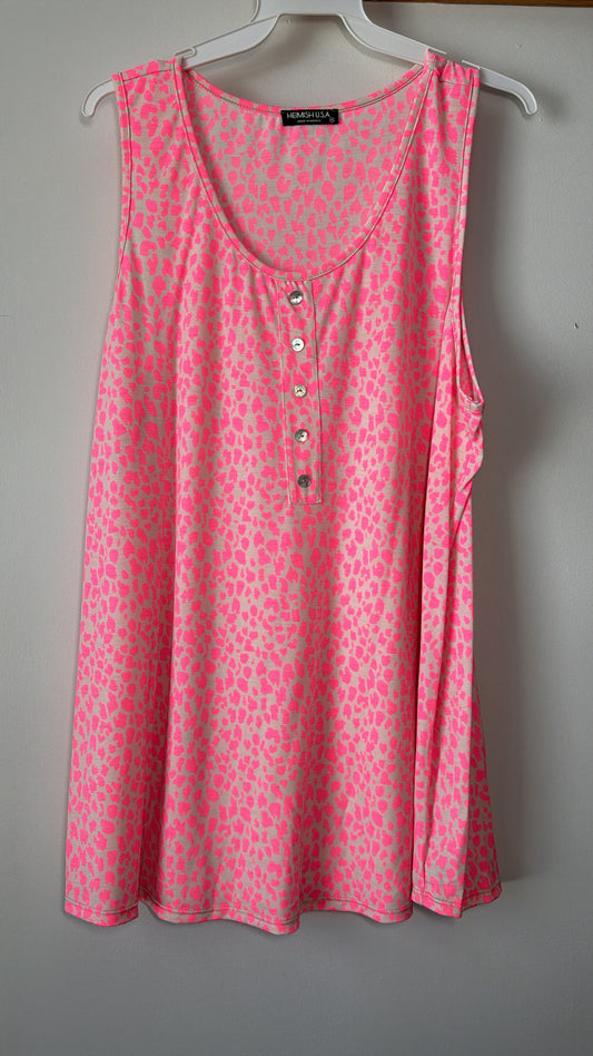 Bright pink cheetah button tank