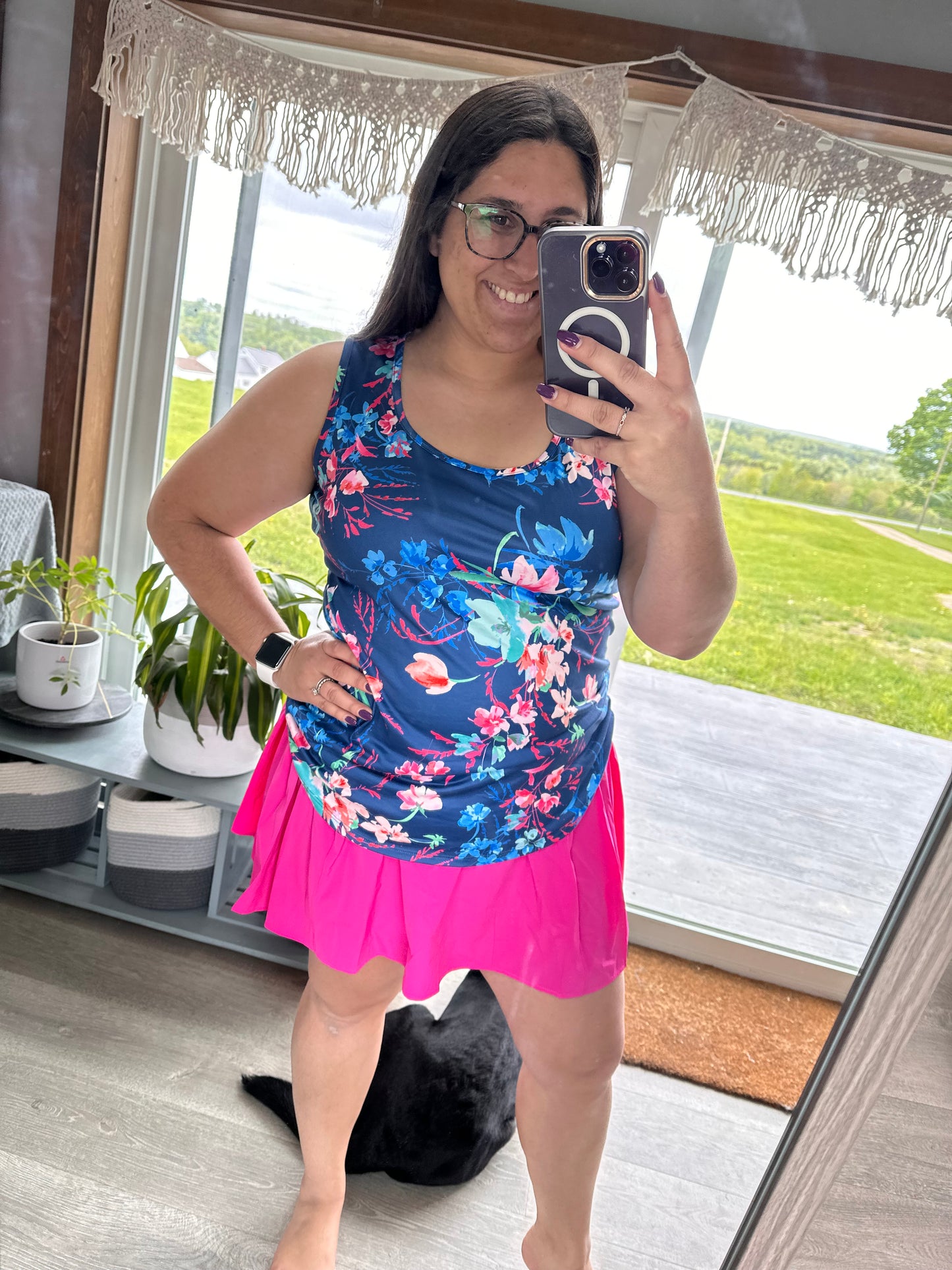 Bright Blue Floral Luxe Tank