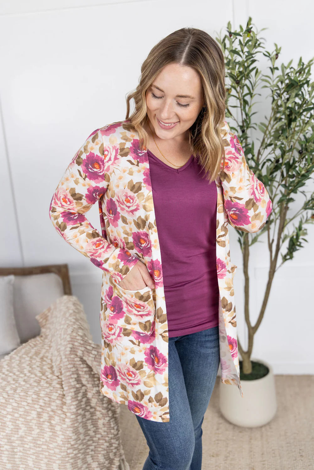 Magenta floral Michelle Mae cardi