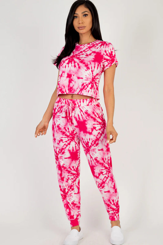 Pink Tie Dye Jogger Set