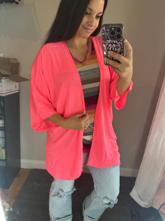 Coral lightweight kimono
