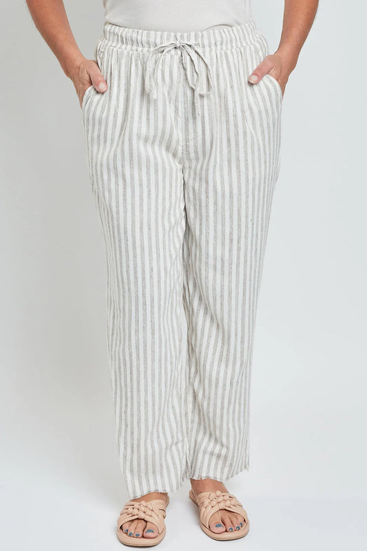Cream & Grey Linen Pants