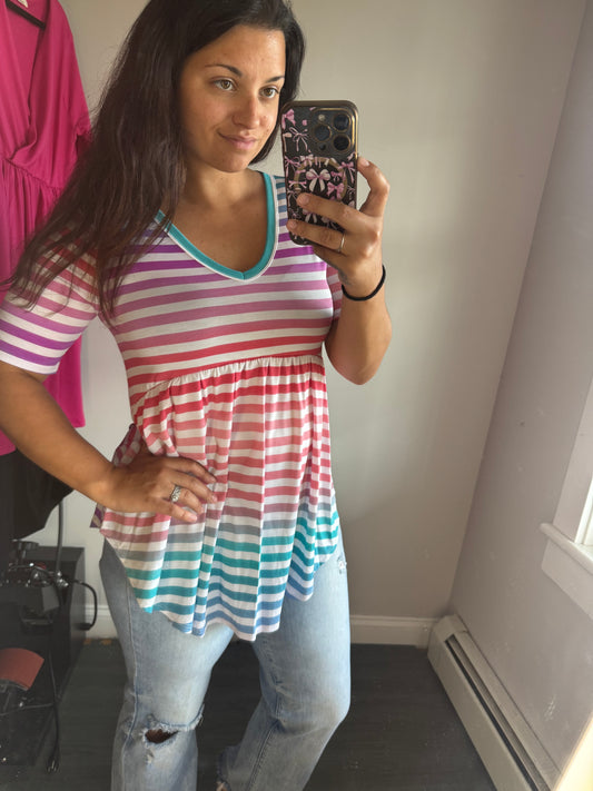 Rainbow stripe babydoll