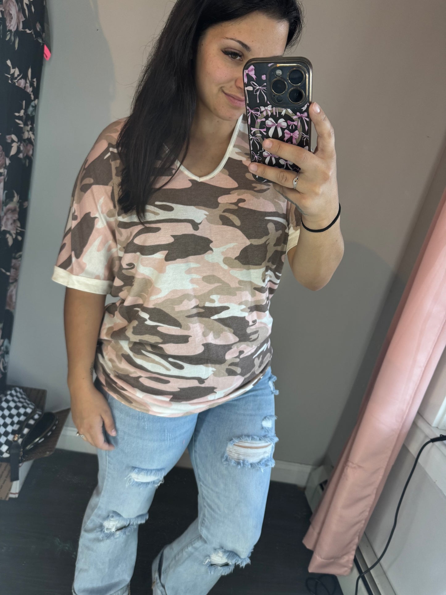 Pink camo tee