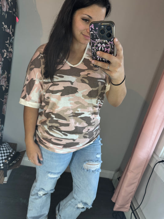Pink camo tee