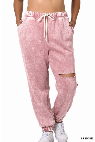 Pink Distressed Sweats