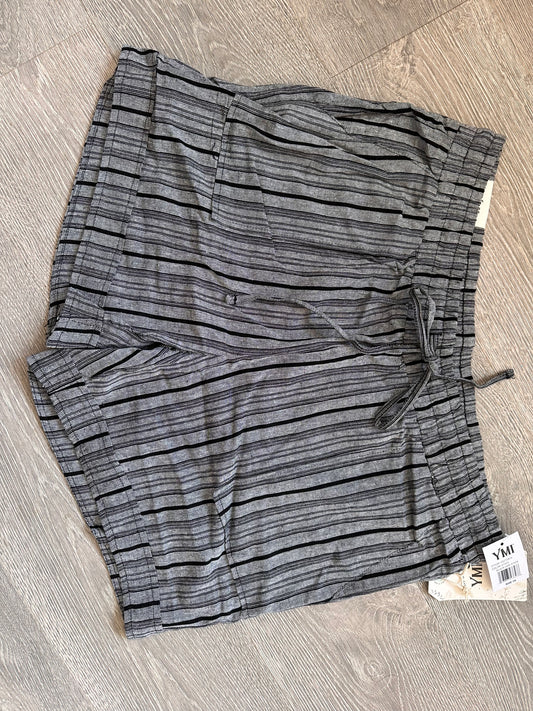 Grey & Black Stripe Linen Shorts