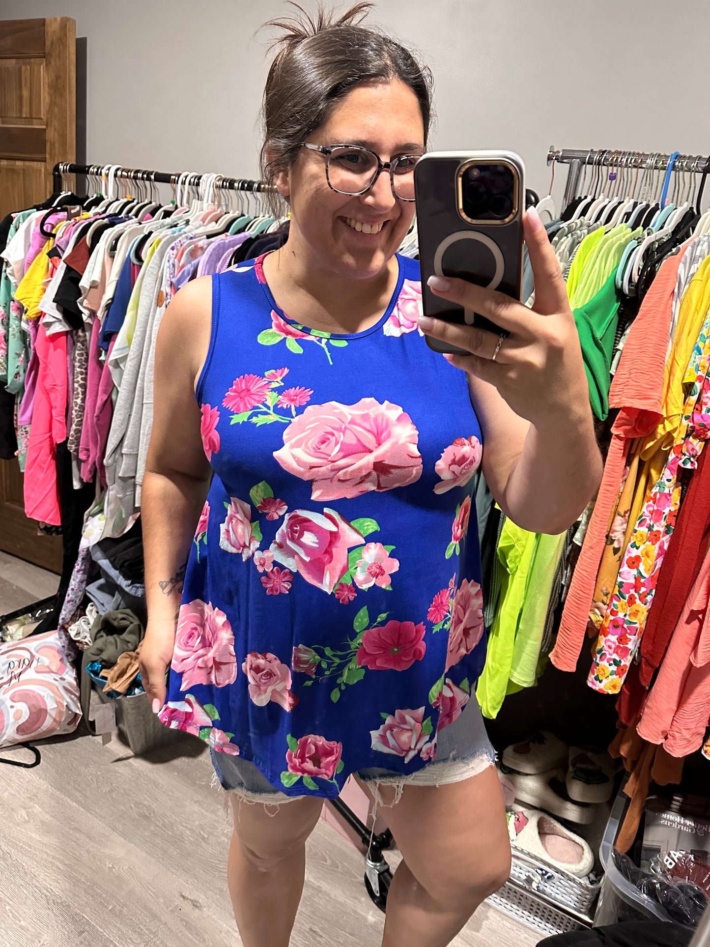 Bright Blue Floral Tank