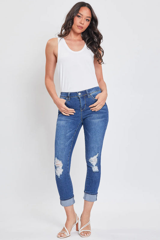 Ymi Cuffed Distressed Skinny Jeans