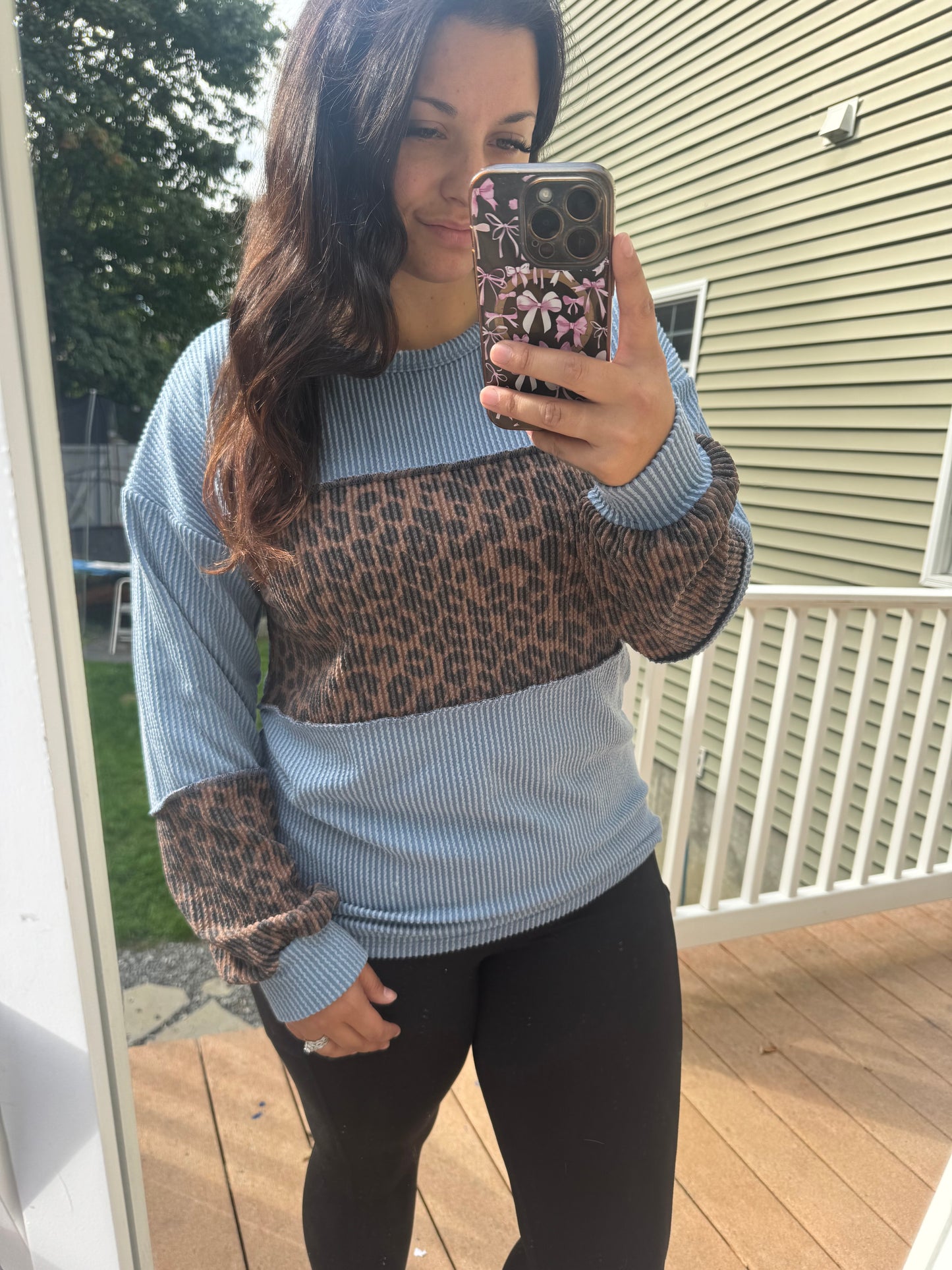 Blue grey cheetah long sleeve