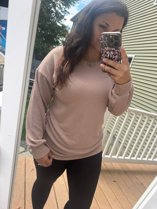 Tan ribbed long sleeve