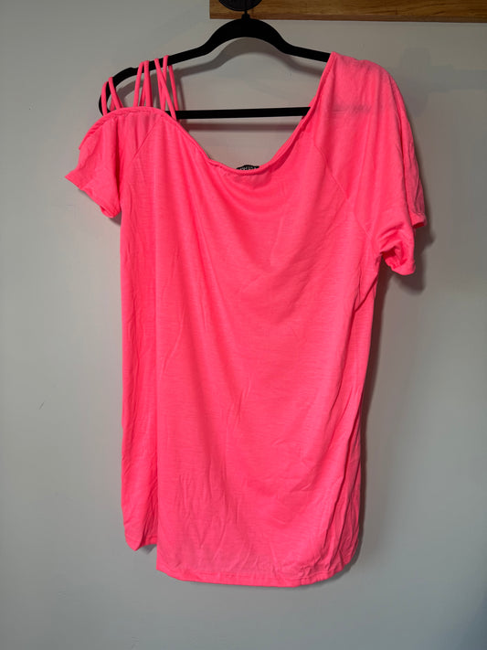 Hot pink strappy shoulder top