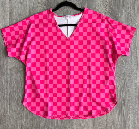 Checked Out Pink Top