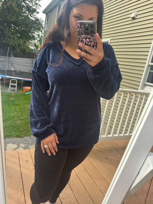 Navy velvety soft long sleeve