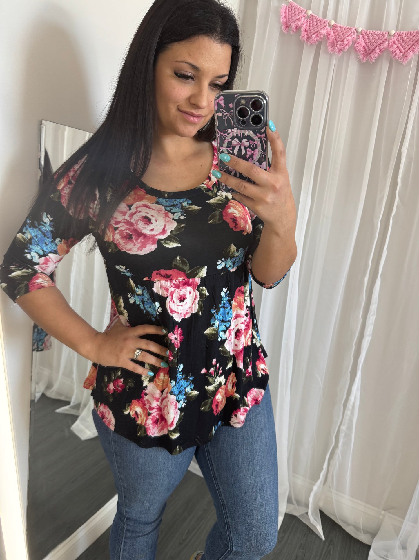 Navy floral babydoll
