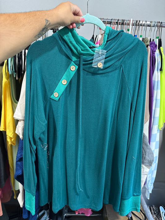 Green Double Hooded Hoodie