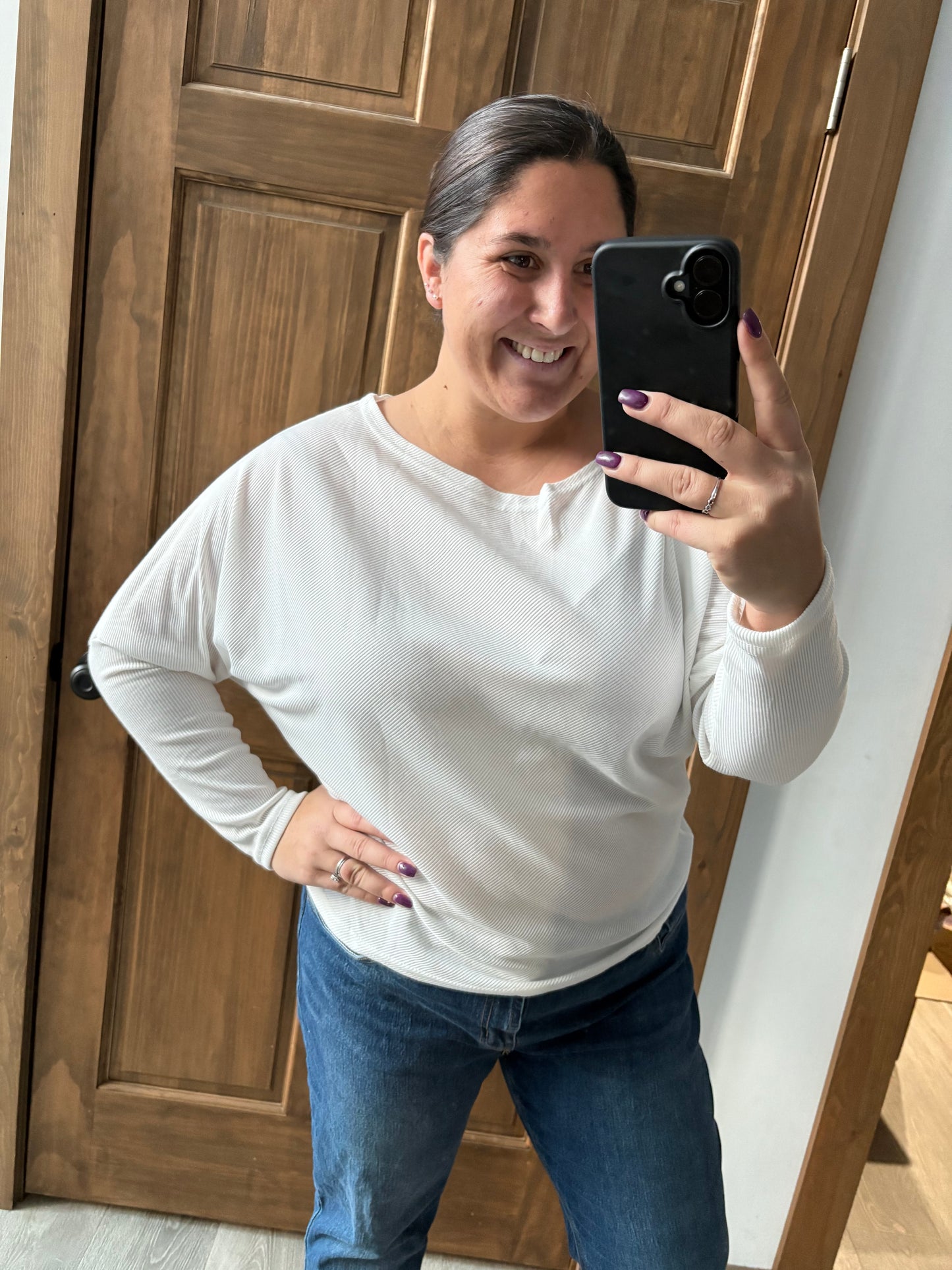 Ribbed Off shoulder Long Sleeve