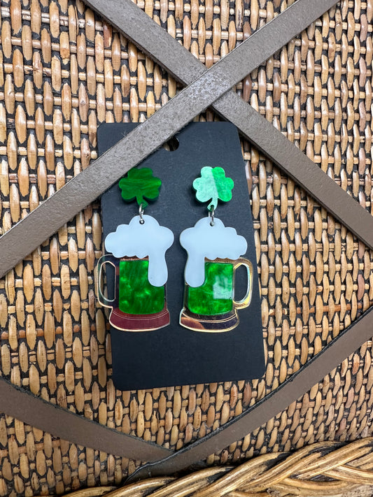 Green Beer Earrings