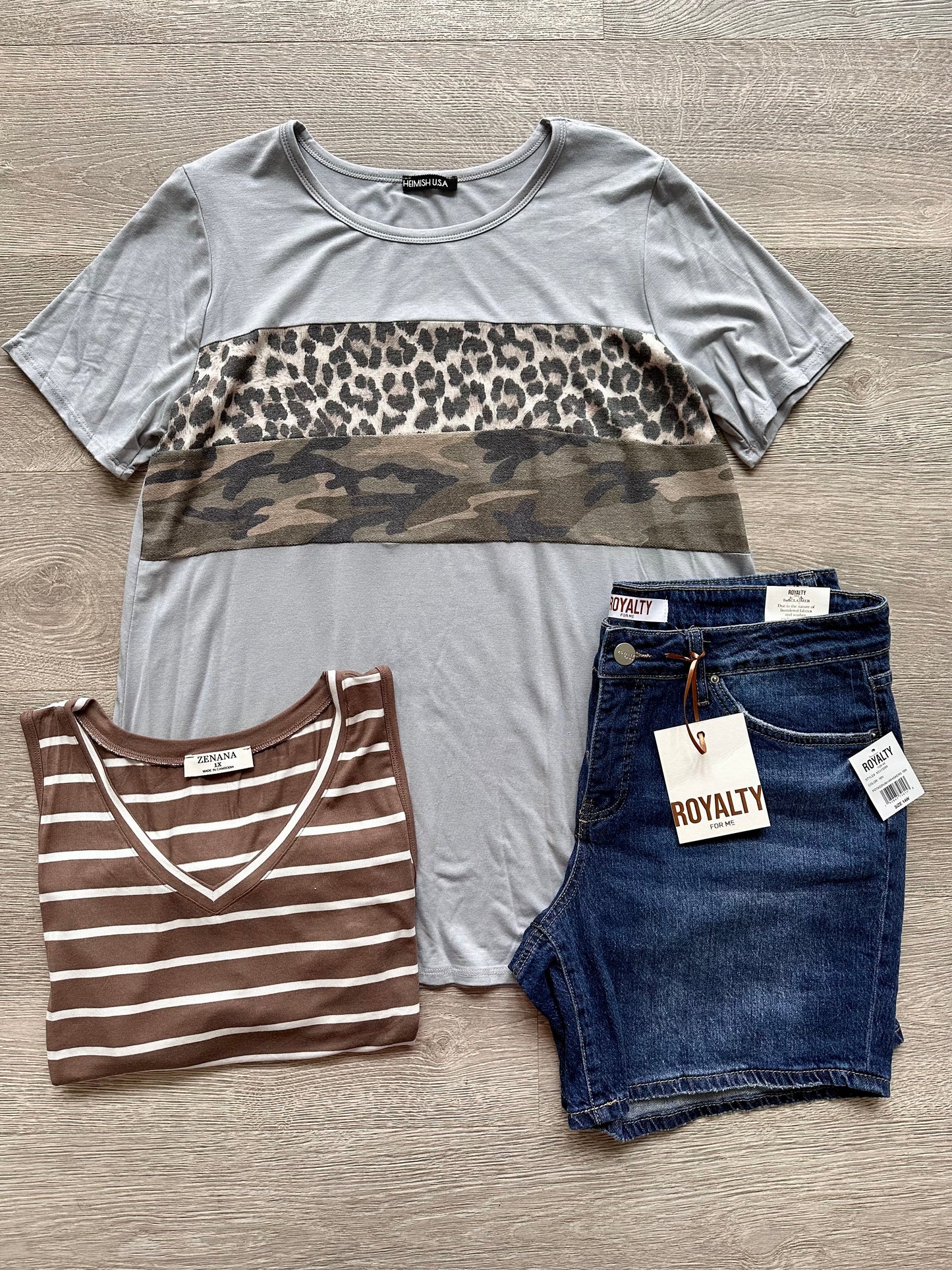 Camo/Leopard Stripe Top