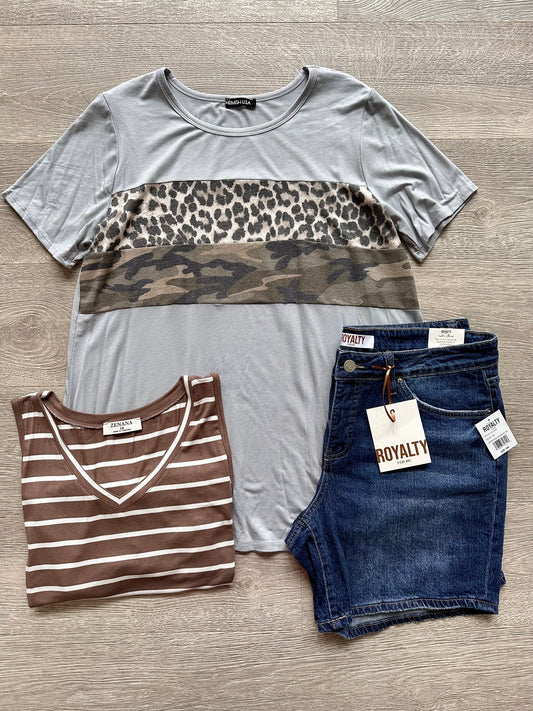 Camo/Leopard Stripe Top