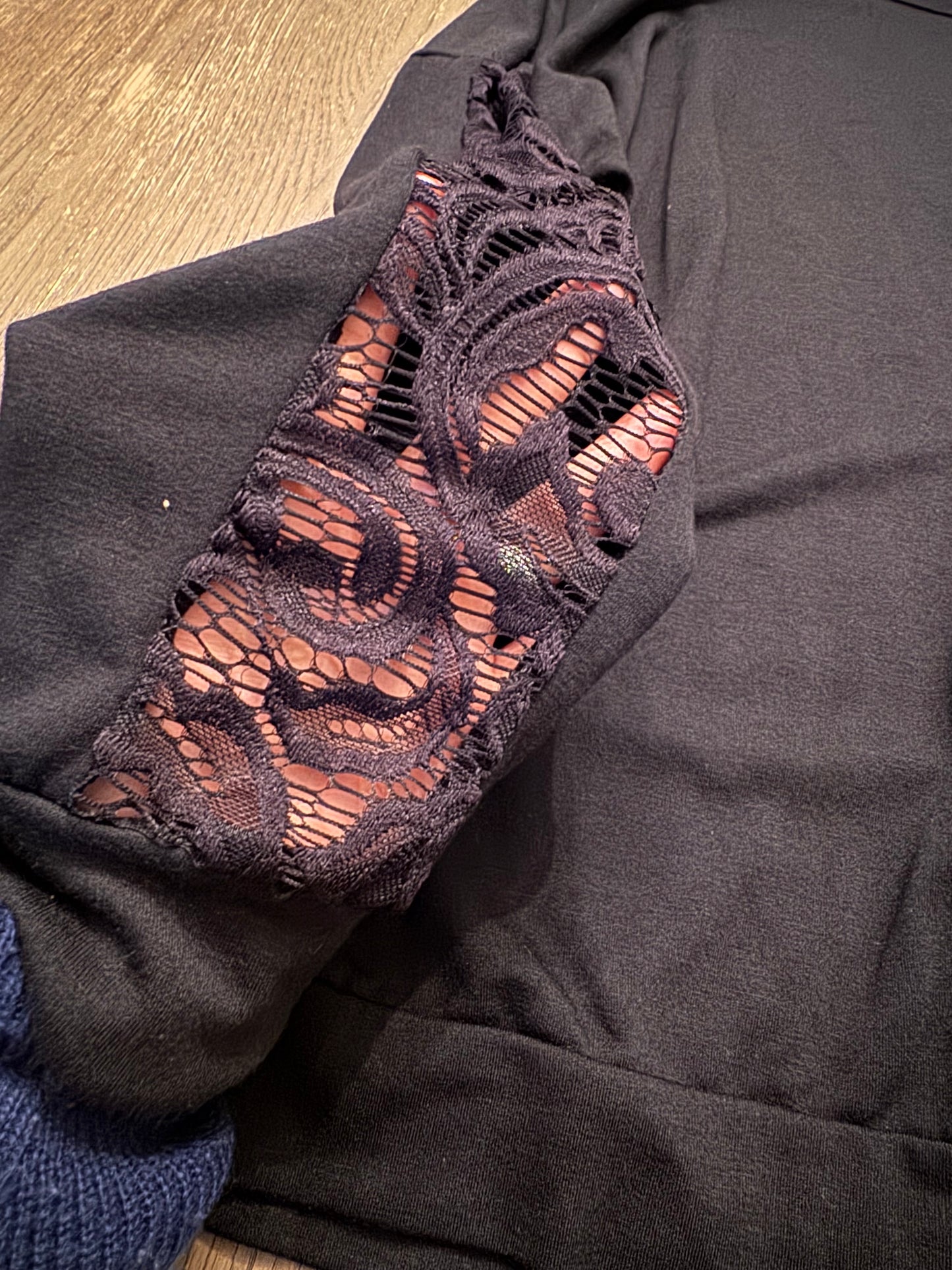 Black lace detail top