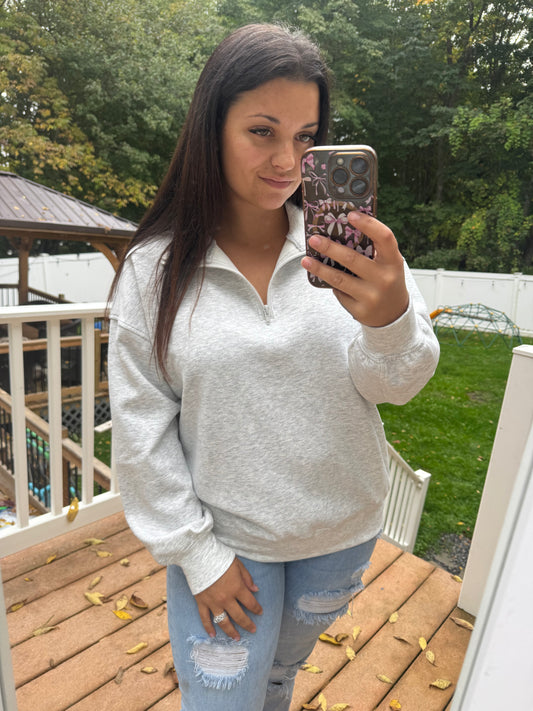 Light grey quarter zip