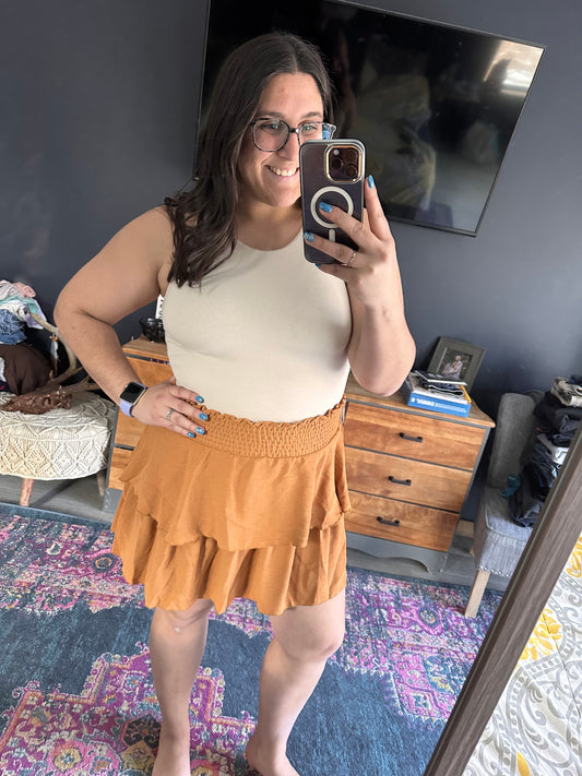 Khaki Ruffle Skirt