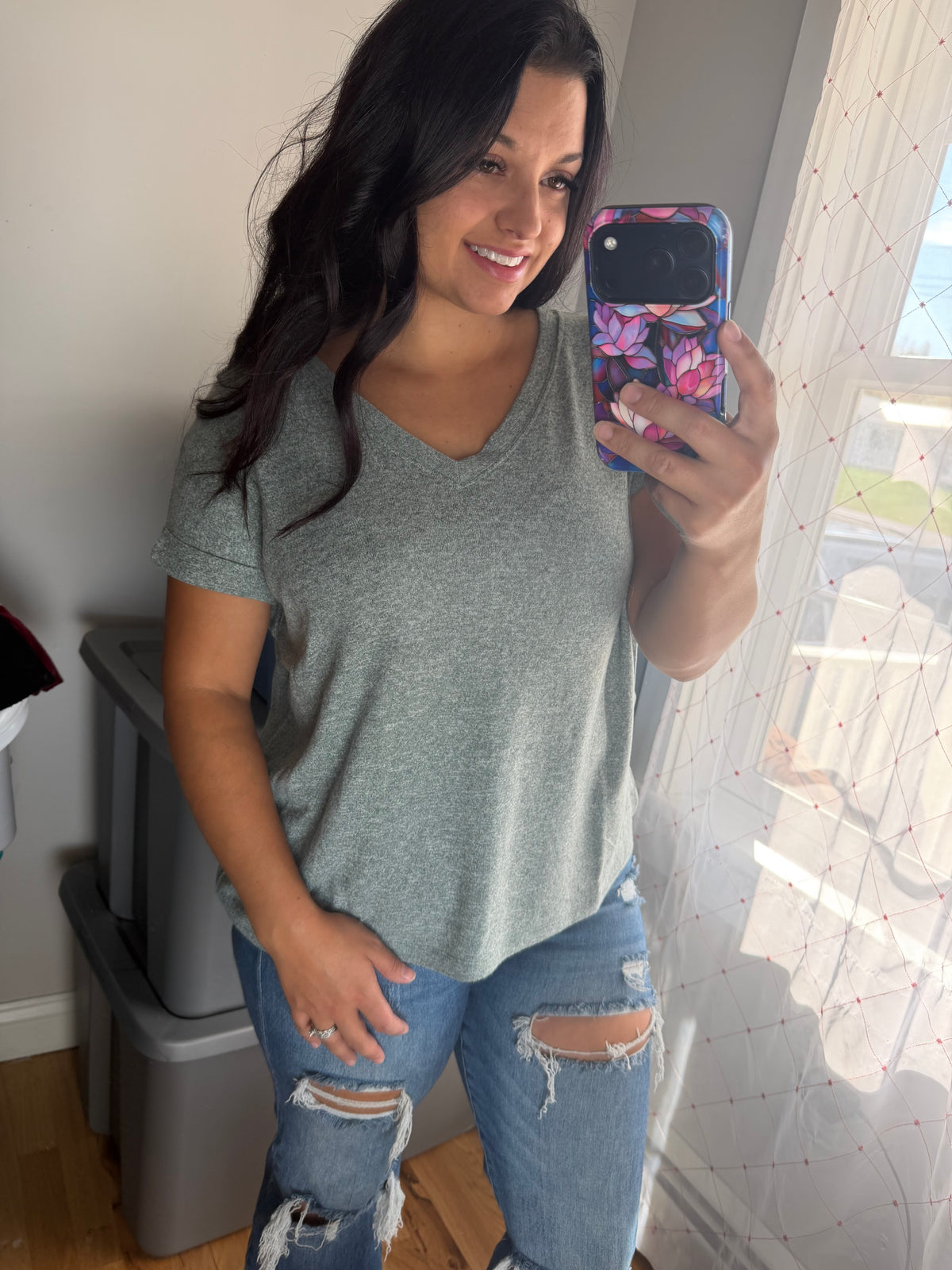 Ash jade melange cozy top