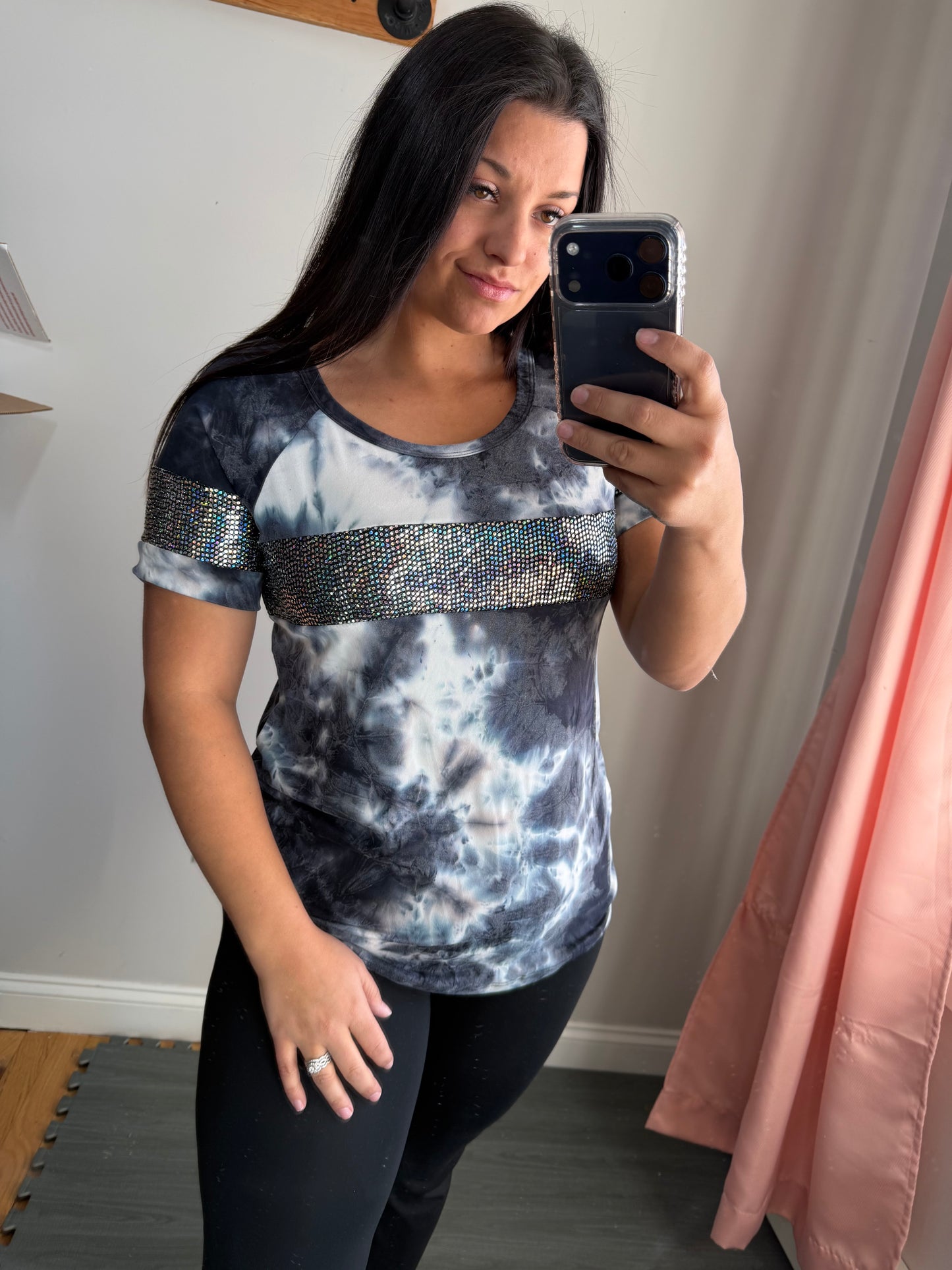 Black and white tie dye top