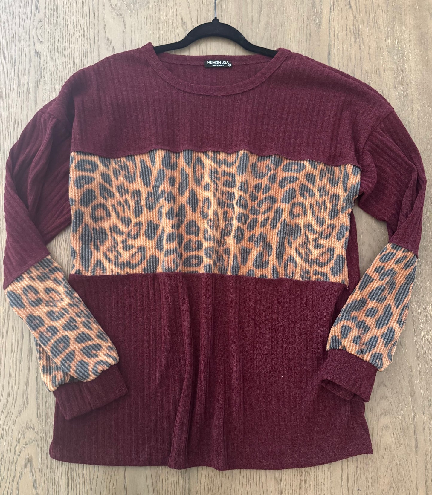 Burgundy cheetah long sleeve