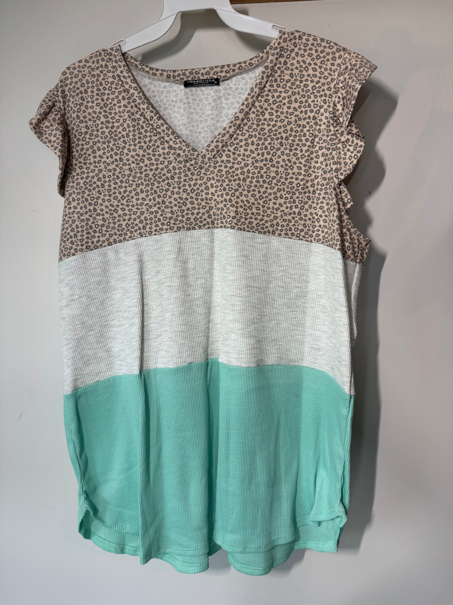 Colorblock ruffle sleeve top