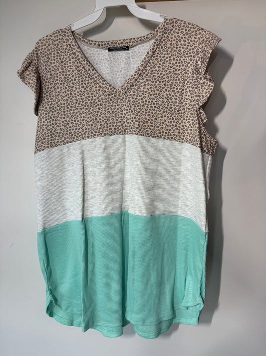 Colorblock ruffle sleeve top
