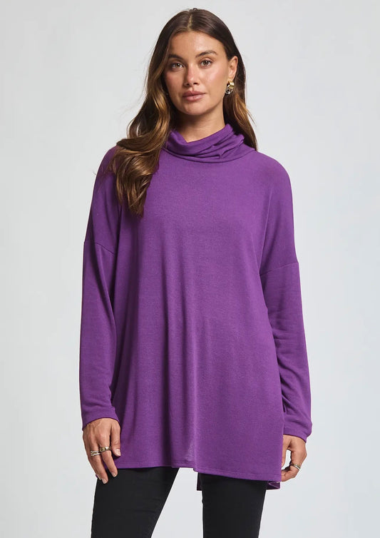 Purple Cowl Neck Top