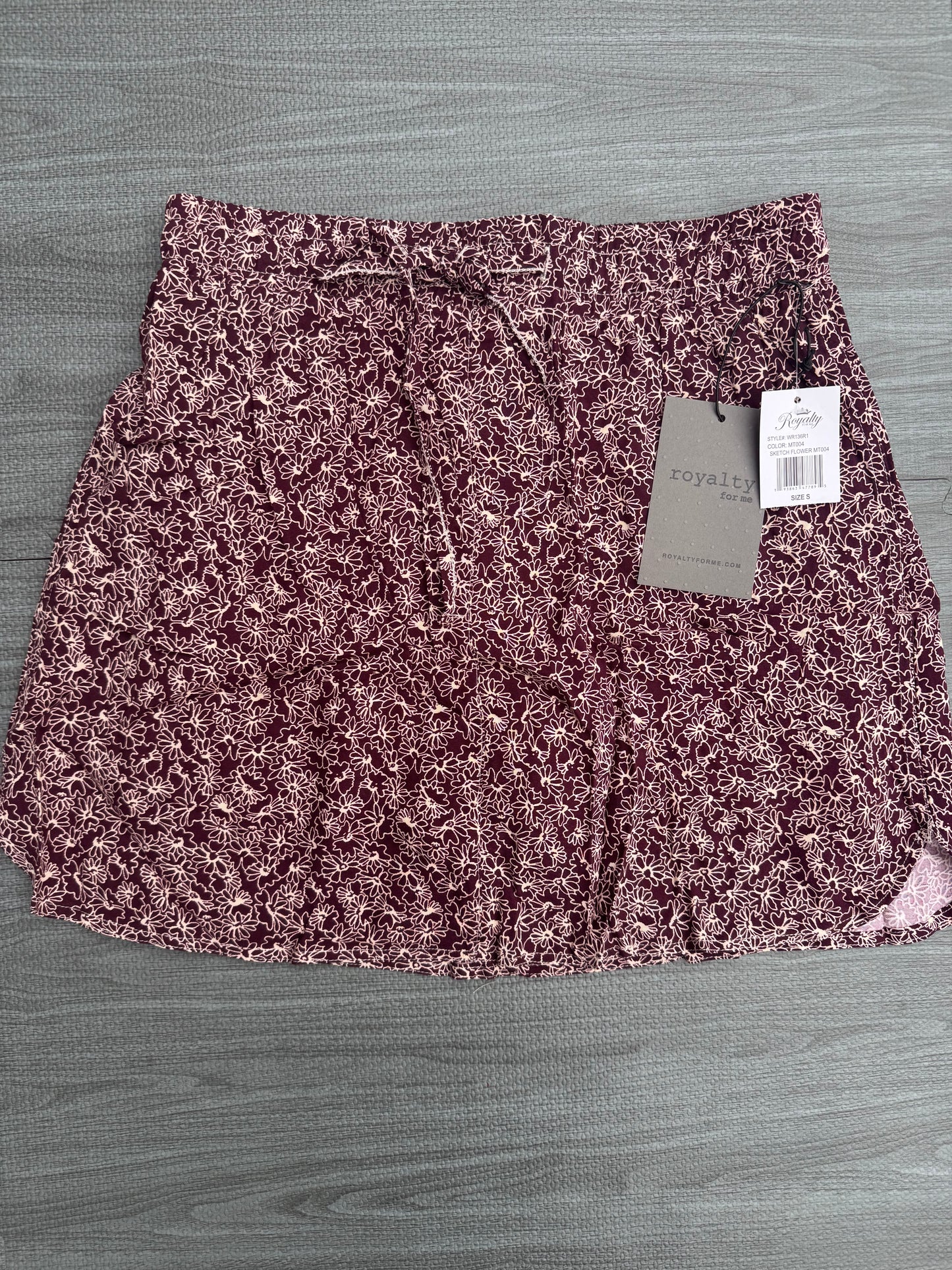 Burgundy floral skort