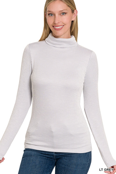 Lt grey ribbed long sleeve