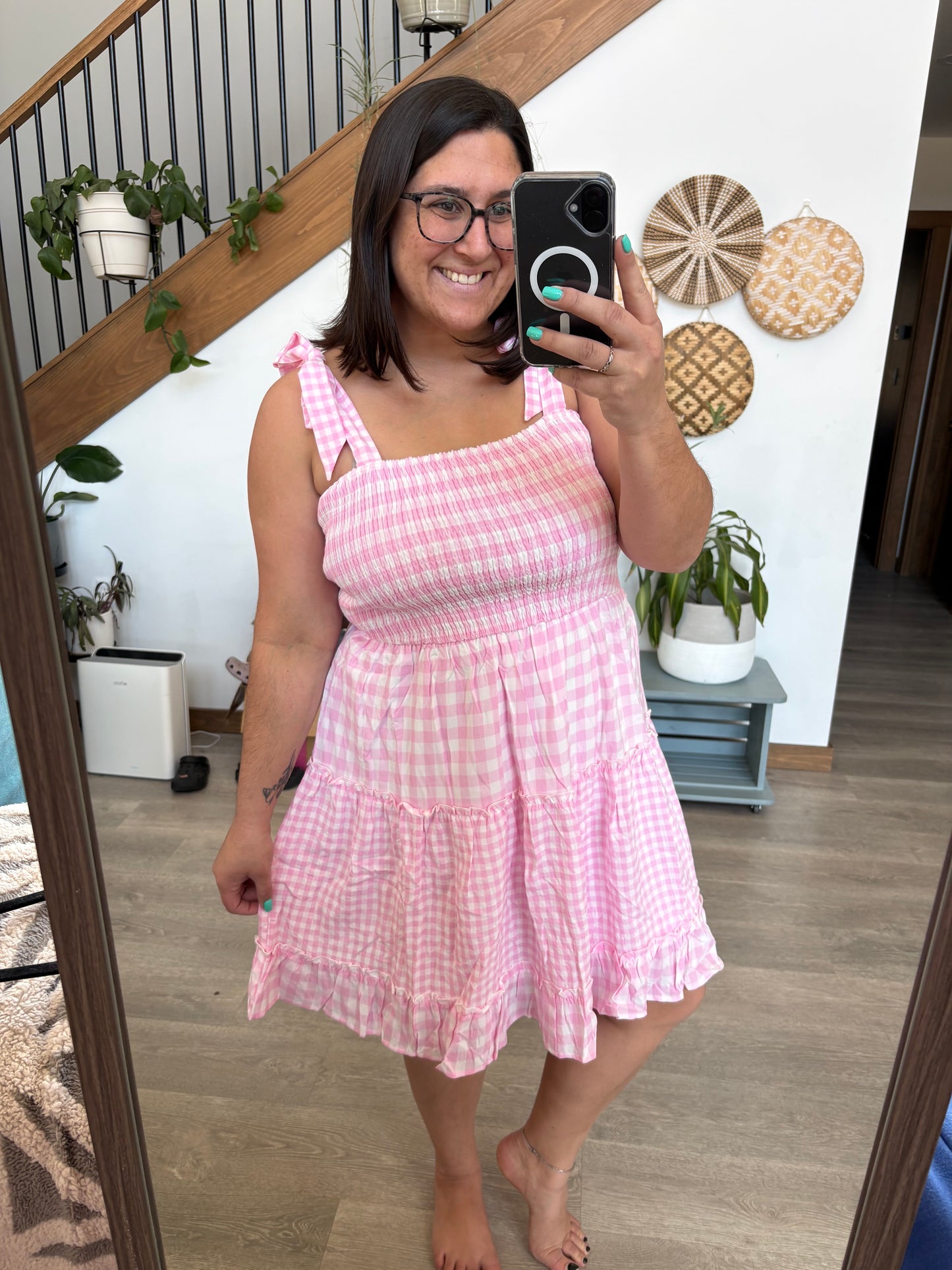 Pink Plaid Dress